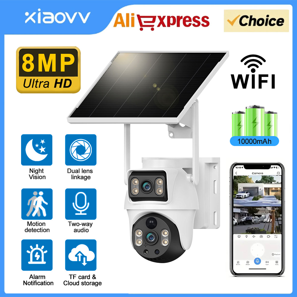 Ip Camera Outdoor 4K - WiFi Solar Camera Dual Lenses Outdoor