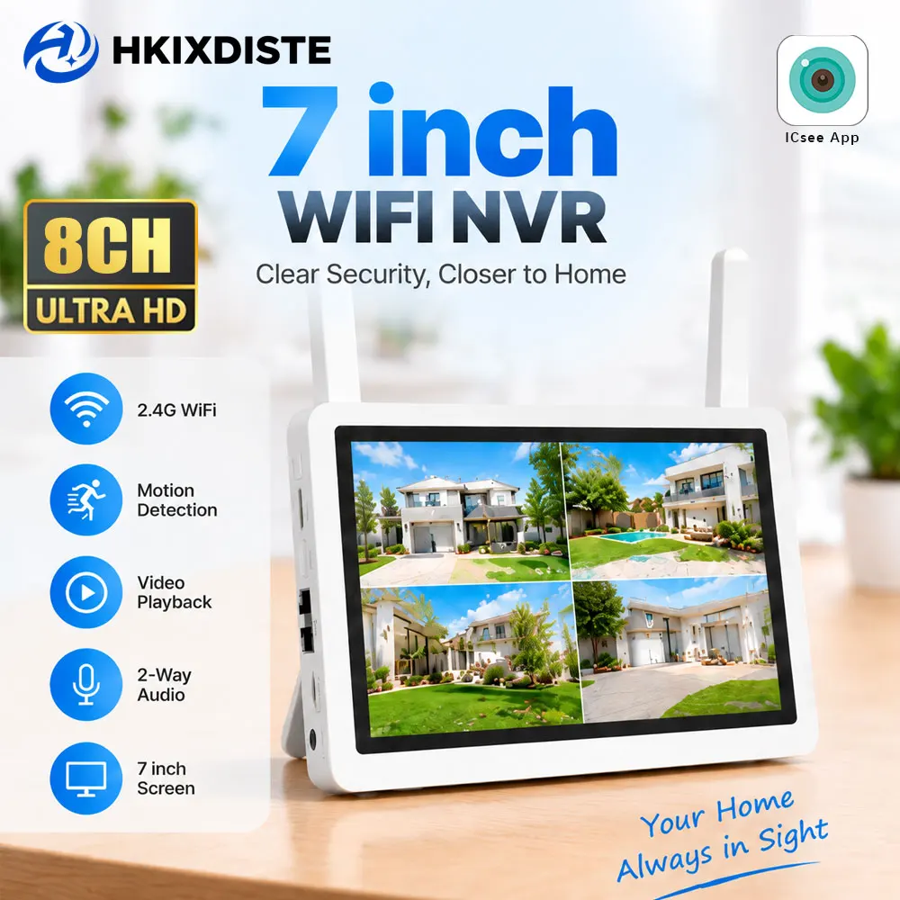 7 Inch 8CH 5MP WiFi NVR Securi - Home Security With Camera ulasan dan harga
