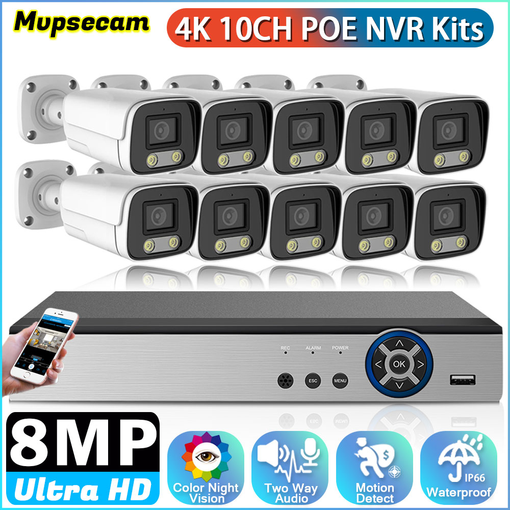 10CH 8MP HD Video Surveillance - Ip Camera Outdoor 4K ulasan dan harga