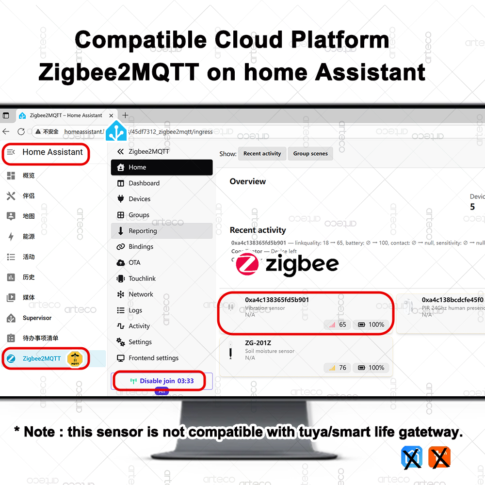 Smart ZigBee 3.0 Vibration Sen - Home Security Home Assistant ulasan dan harga