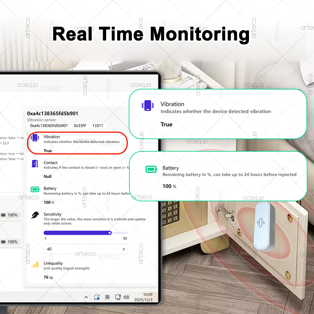 Smart ZigBee 3.0 Vibration Sen - Home Security Home Assistant ulasan dan harga