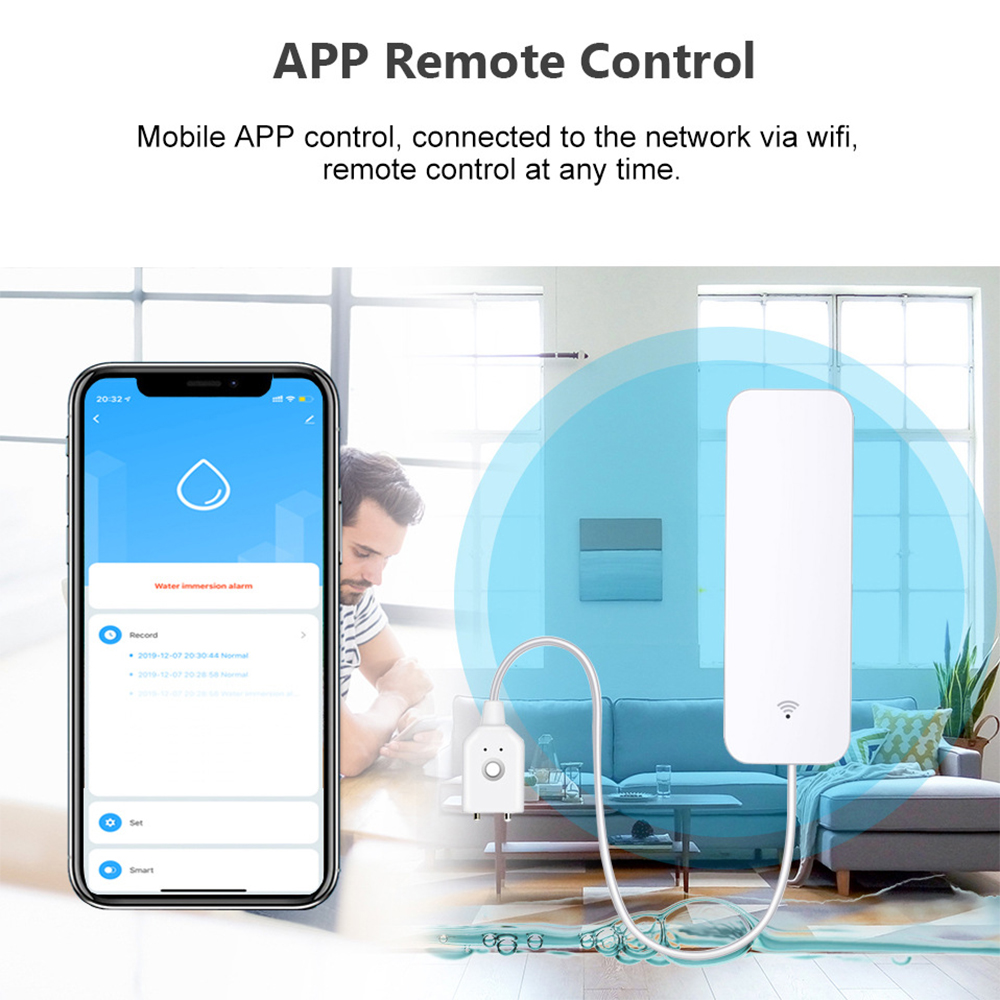 Tuya WiFi Water Leak Sensor, W - Home Security Devices ulasan dan harga