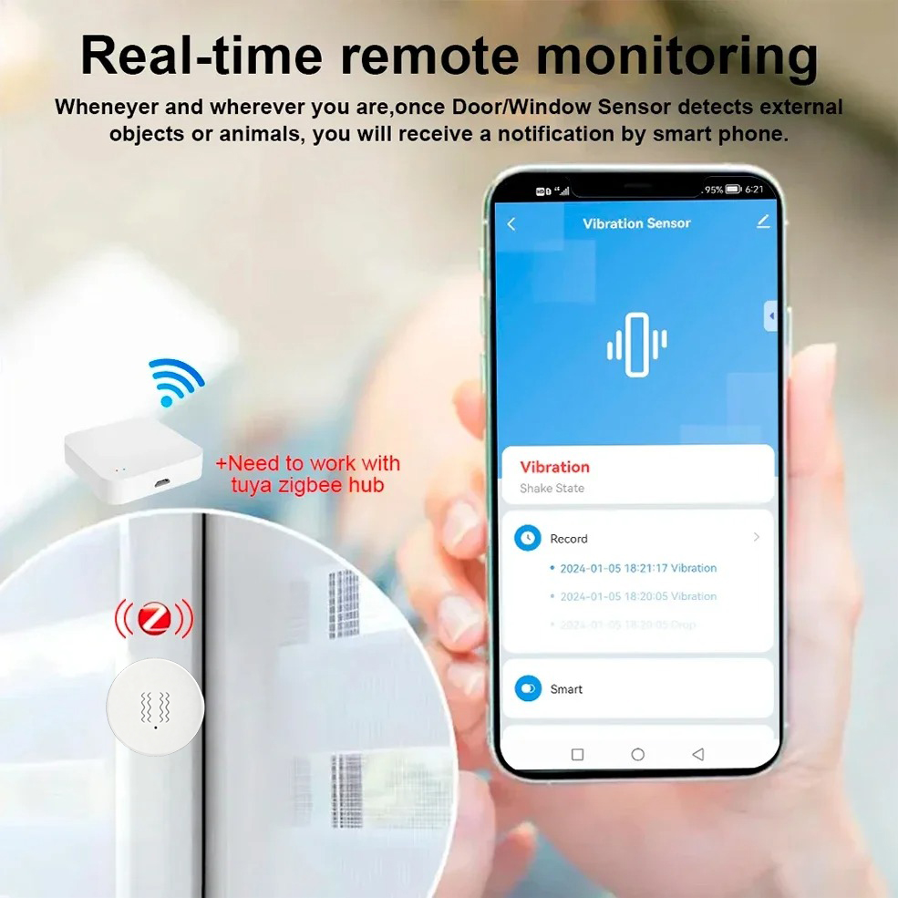 Tuya ZigBee Smart Vibration &  - Home Security Home Assistant ulasan dan harga