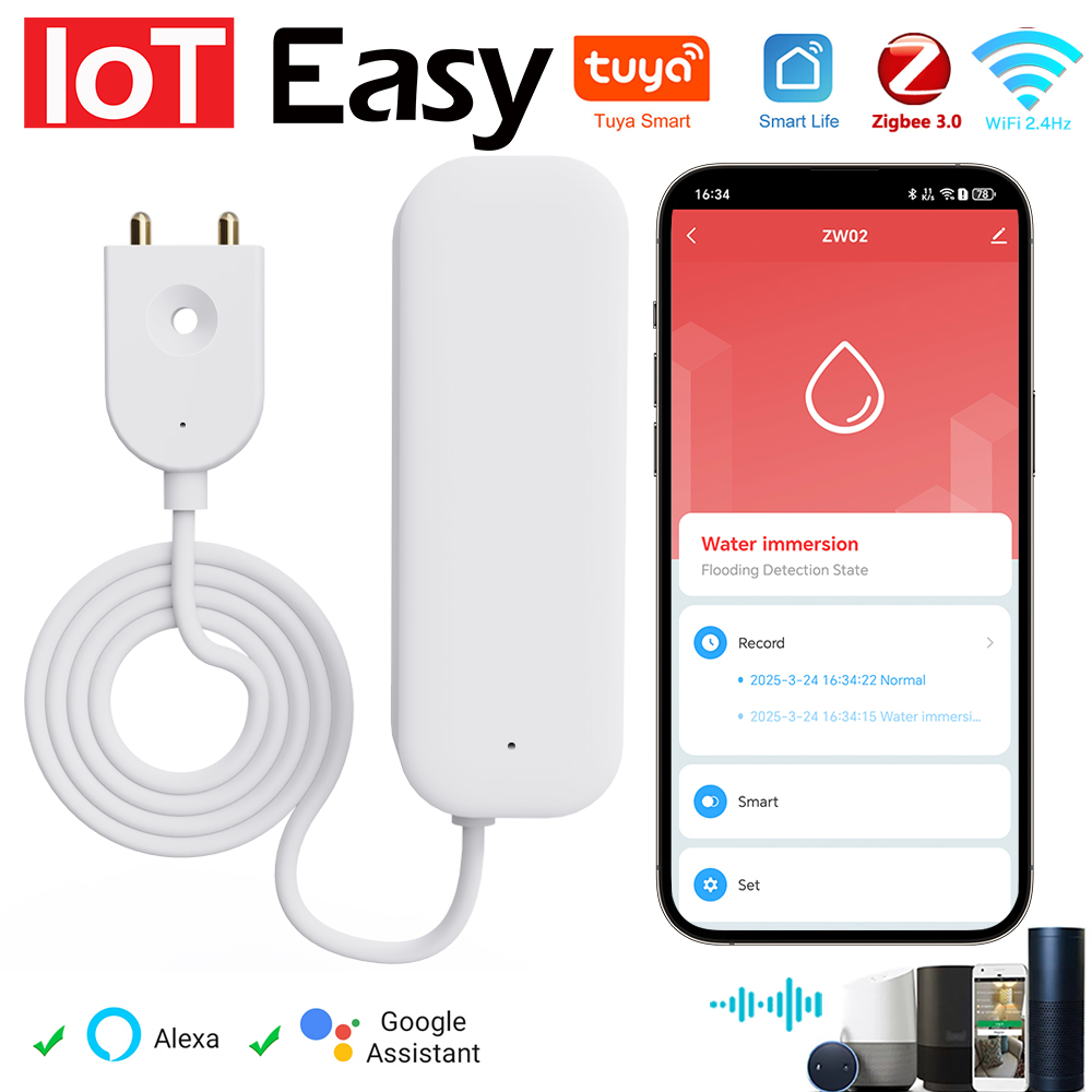 Tuya WiFi ZigBee Water Sensor  - Home Security Home Assistant ulasan dan harga