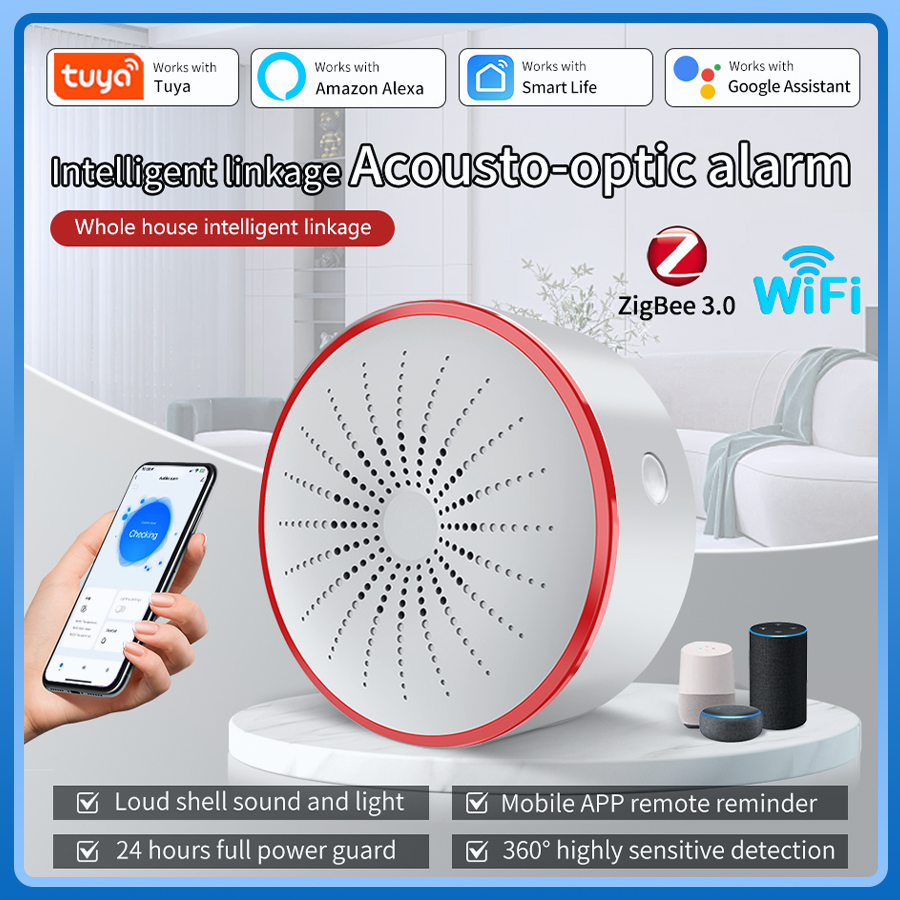 Tuya WiFi ZigBee Alarm Siren S - Home Security Blink ulasan dan harga
